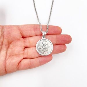 Hamsa hand stainless steel necklace